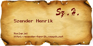 Szender Henrik névjegykártya